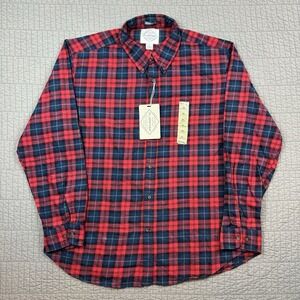 St Johns Bay Flannel Shirt Men XL Red Blue Tartan Plaid Outdoors Button Up NWT
